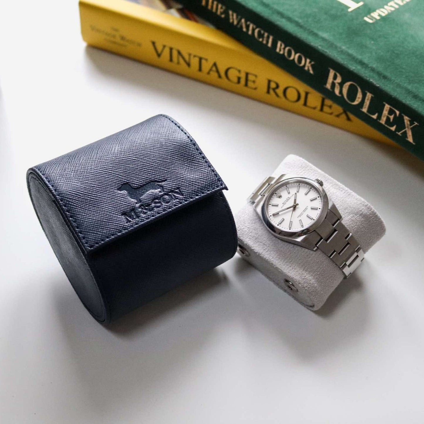 Saffiano leather watch roll - Royal Blue