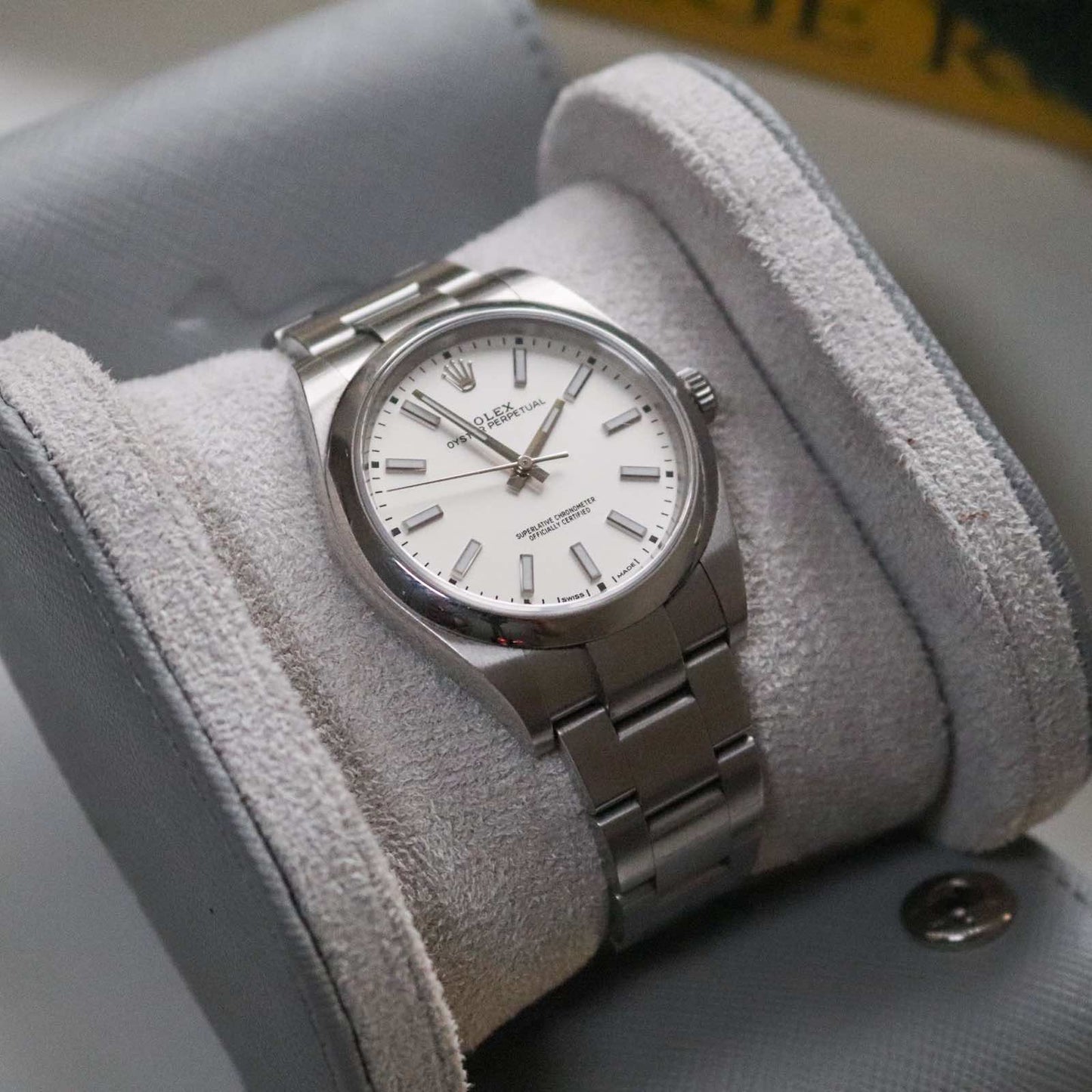 Saffiano leather watch roll - Pewter Grey