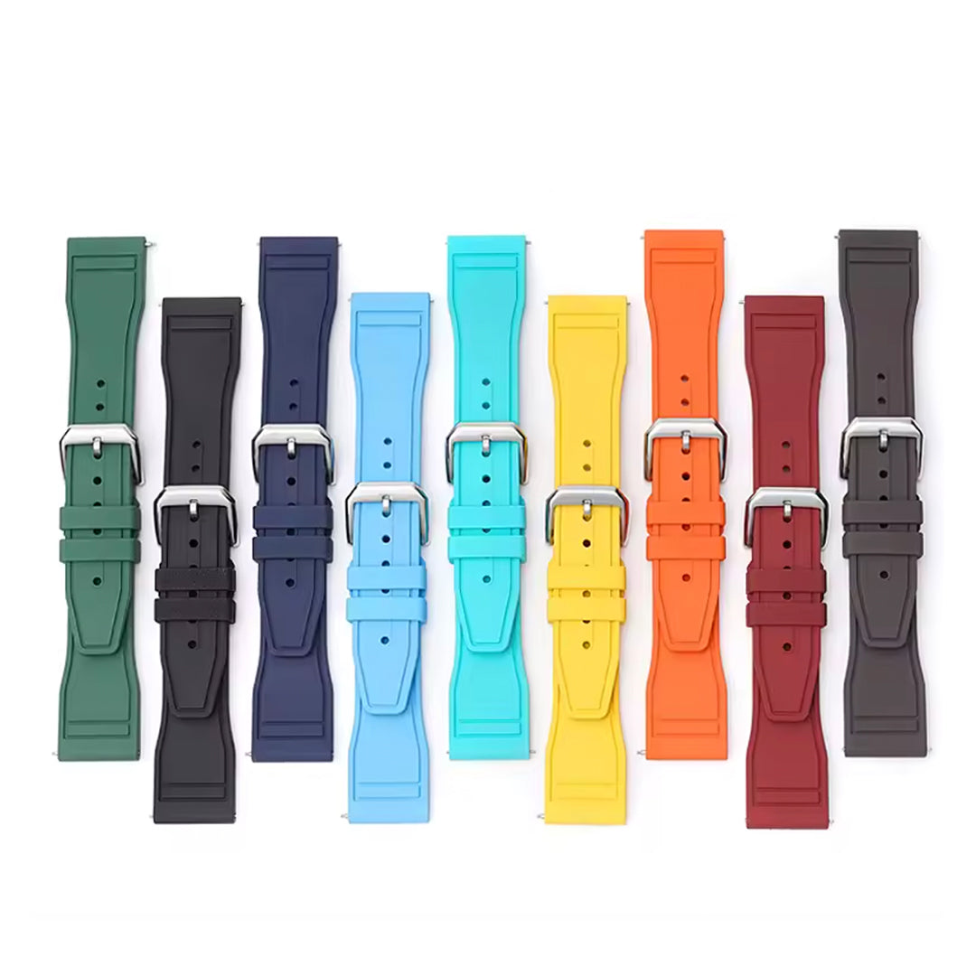 Set of colorful watch straps on a white background