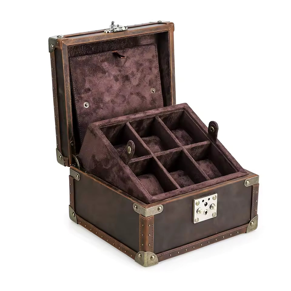 Boîte à montres en cuir - 6 emplacements