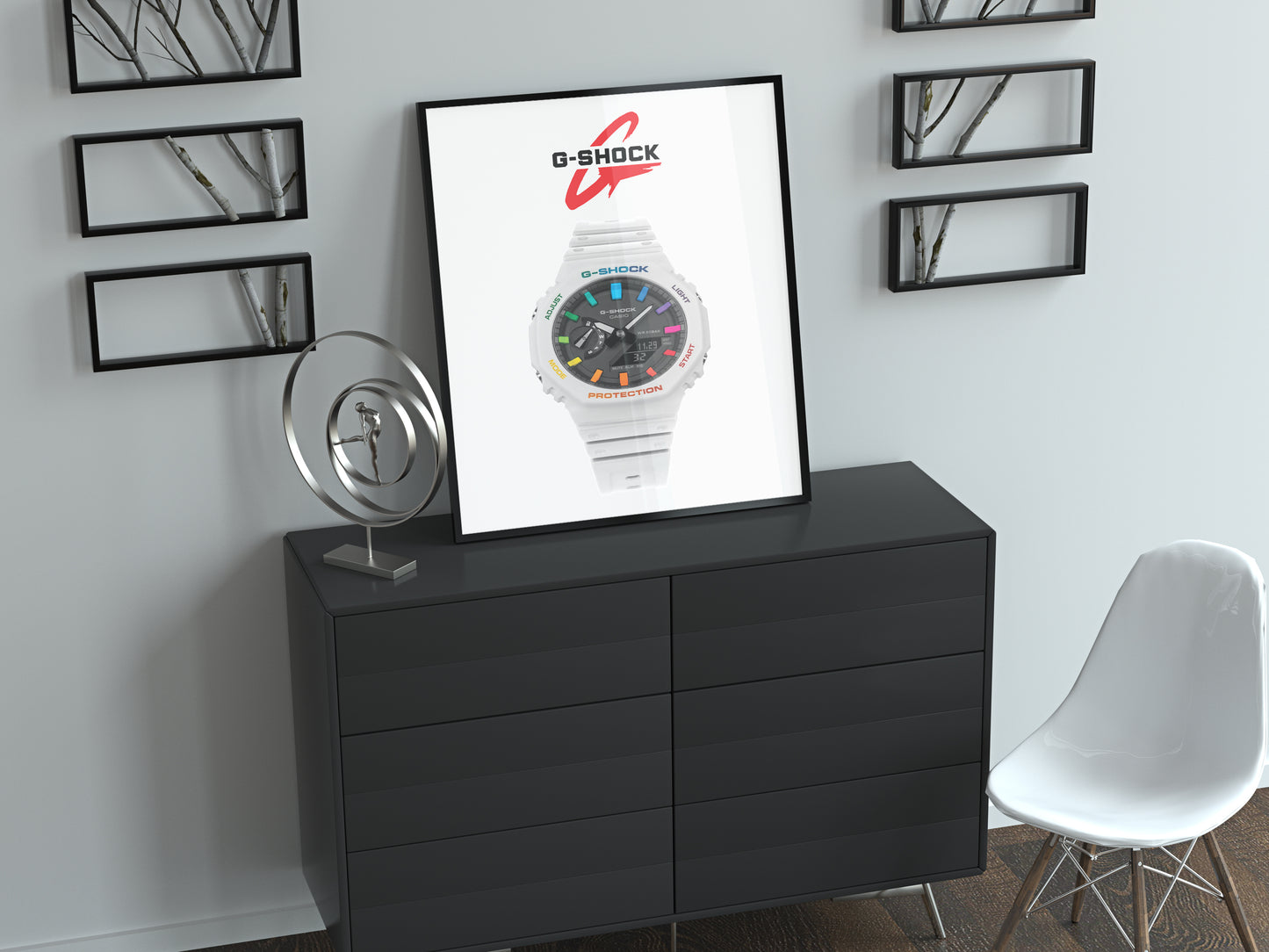 Casio G-Shock GA-B2100-1AER rainbow white poster