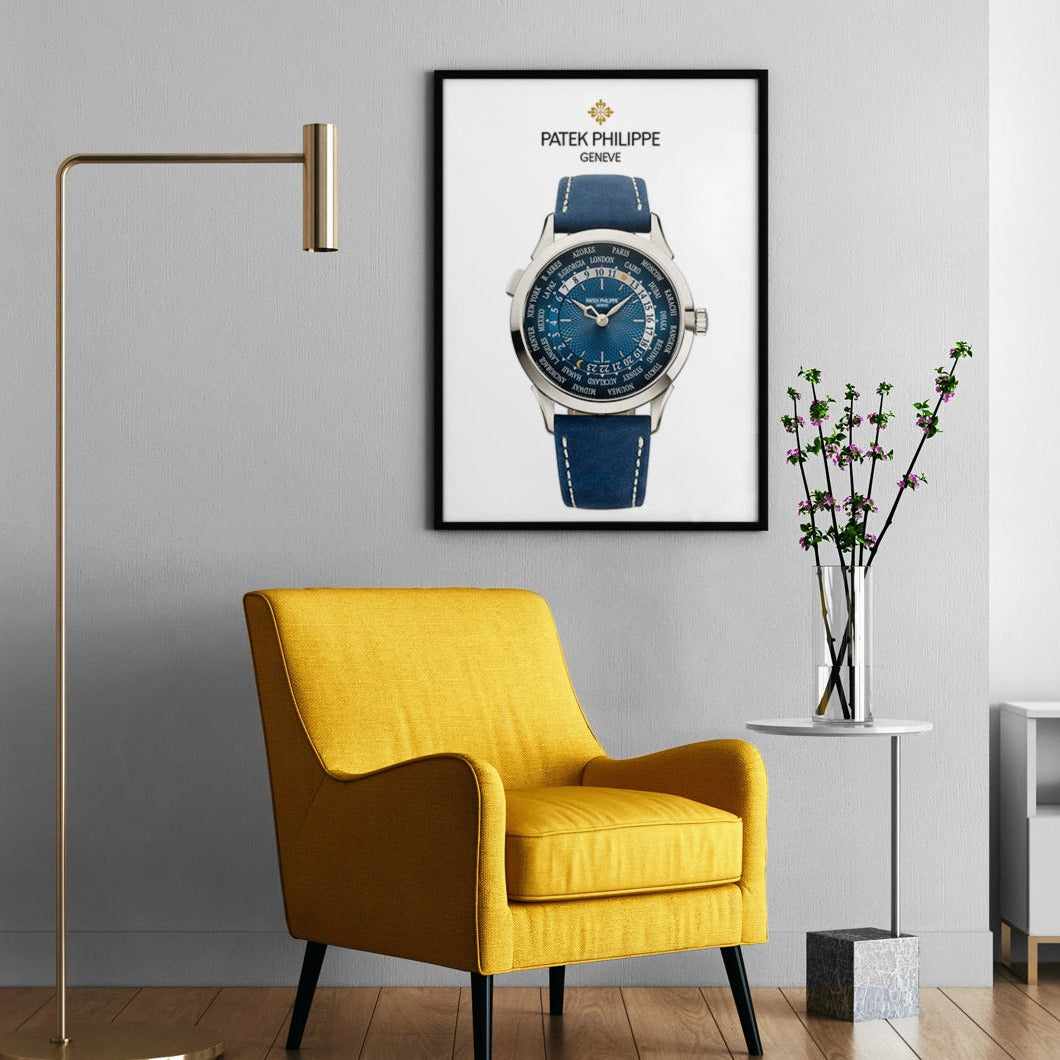 Patek Philippe world time blue dial poster