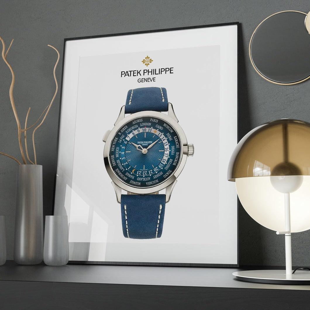 Patek Philippe world time blue dial poster