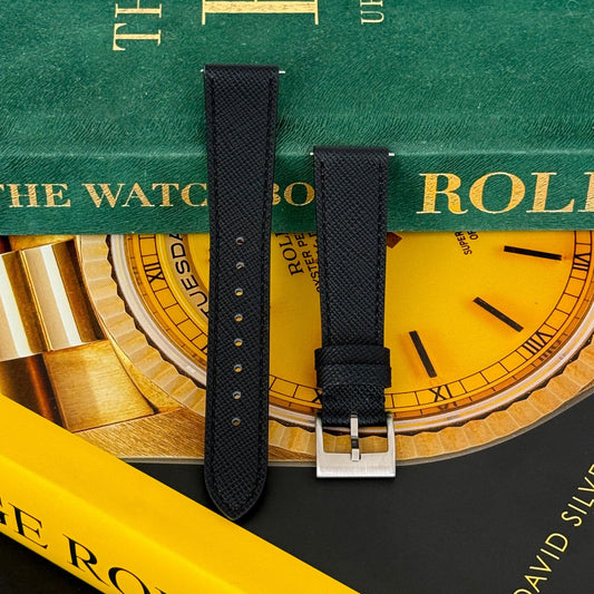Saffiano leather watch strap - Ink Black - M & SON