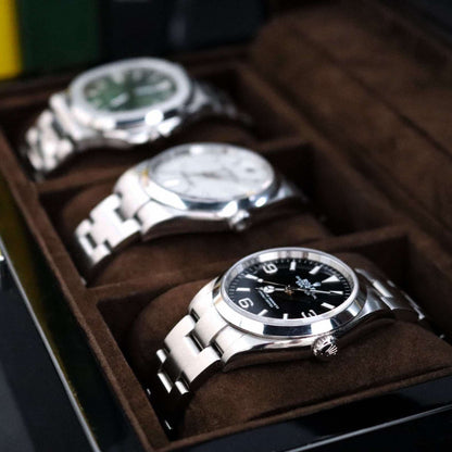 3 slot watch box - Ebony piano wood