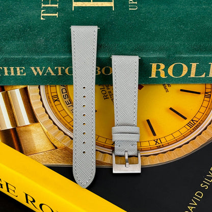 Saffiano leather watch strap - Pewter Grey