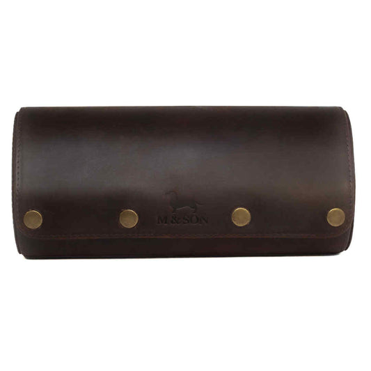 Triple leather watch roll - Vintage Oak