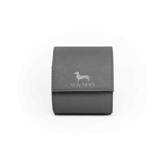 Saffiano leather watch roll - Pewter Grey