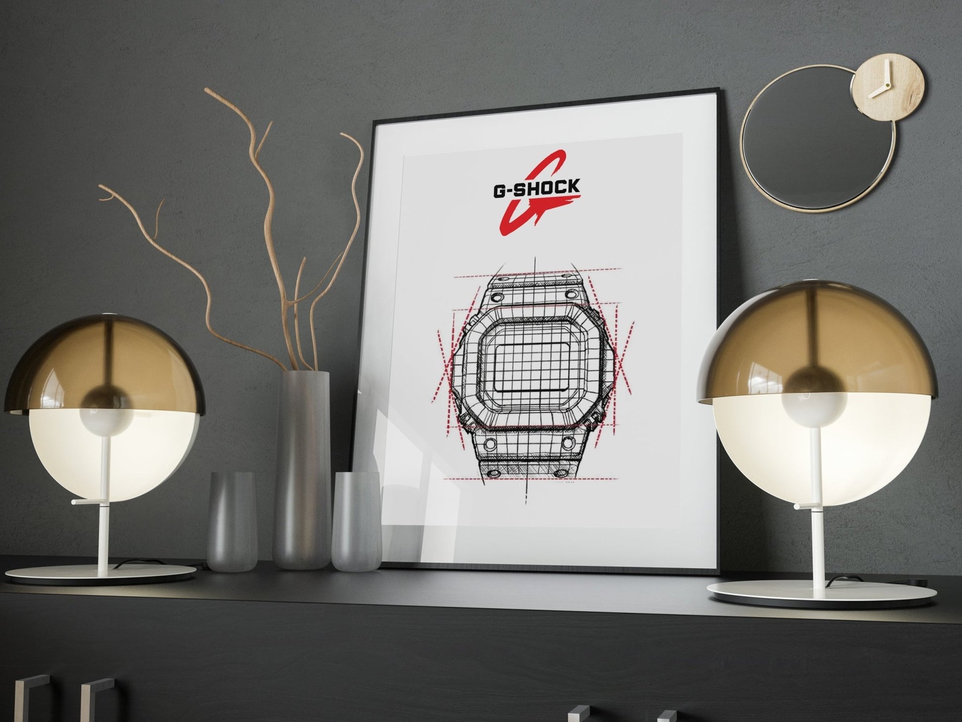 Casio G - Shock DW - 5000R - 1AER sketch poster - M & SON
