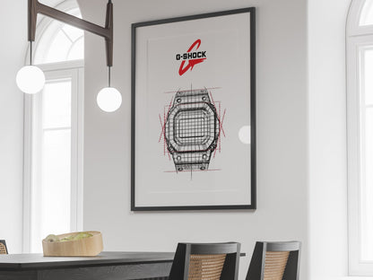 Casio G - Shock DW - 5000R - 1AER sketch poster - M & SON