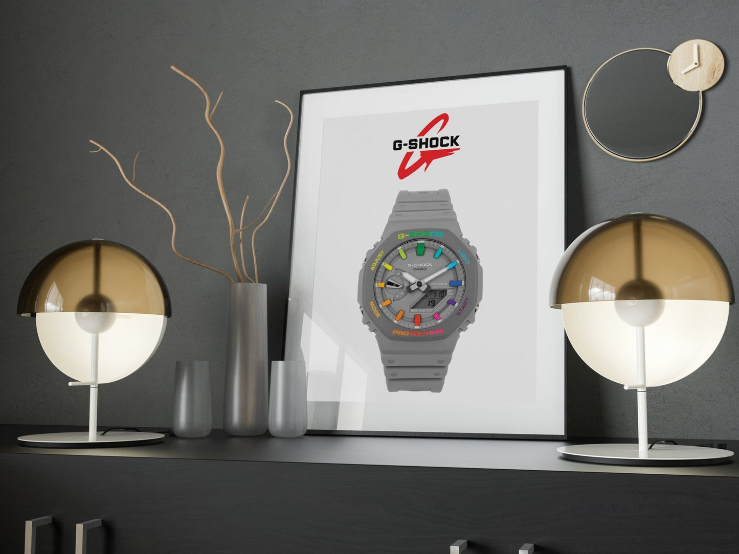 Casio G - Shock GA - B2100 - 1AER rainbow grey poster - M & SON
