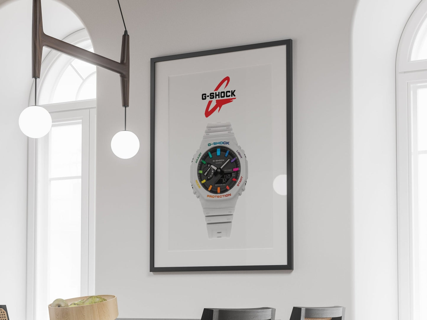 Casio G - Shock GA - B2100 - 1AER rainbow white poster - M & SON
