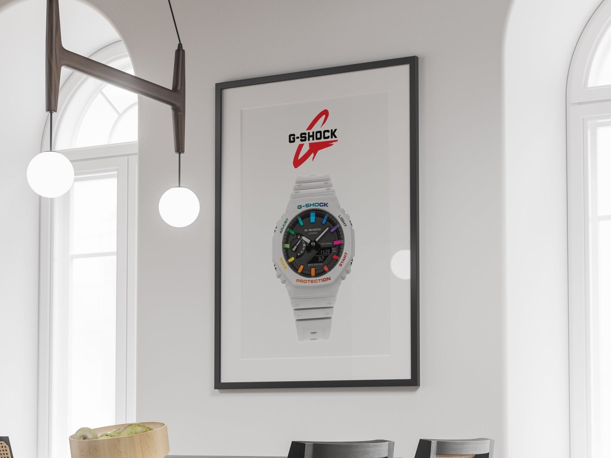 Casio G - Shock GA - B2100 - 1AER rainbow white poster - M & SON