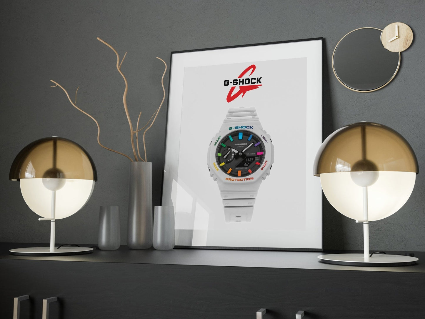 Casio G - Shock GA - B2100 - 1AER rainbow white poster - M & SON