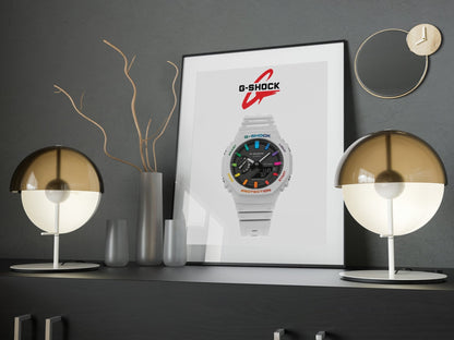 Casio G - Shock GA - B2100 - 1AER rainbow white poster - M & SON