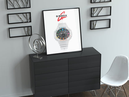Casio G - Shock GA - B2100 - 1AER rainbow white poster - M & SON