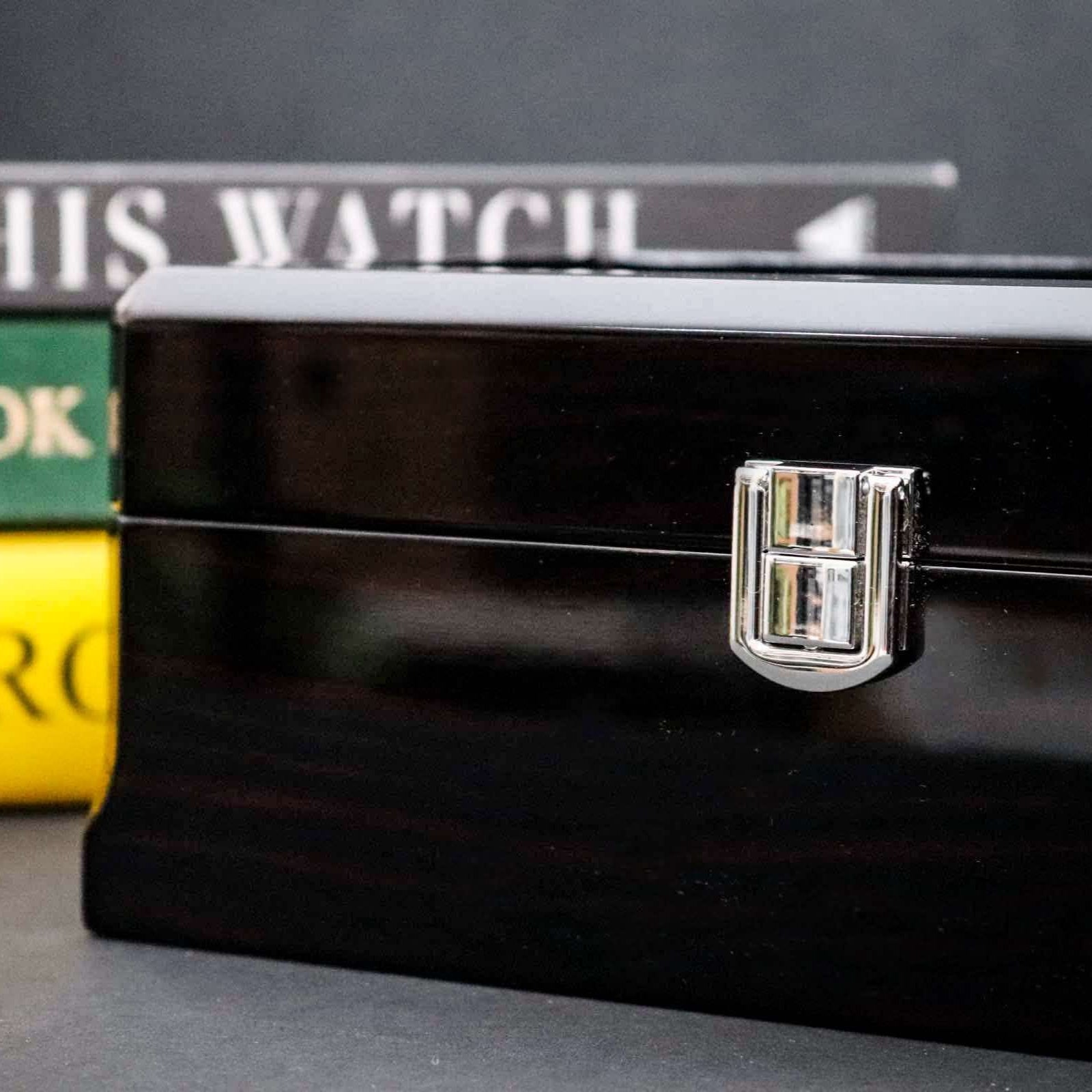 Ebony piano wood watch box - 3 slot - M & SON