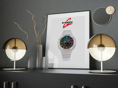 Casio G-Shock GA-B2100-1AER rainbow white poster
