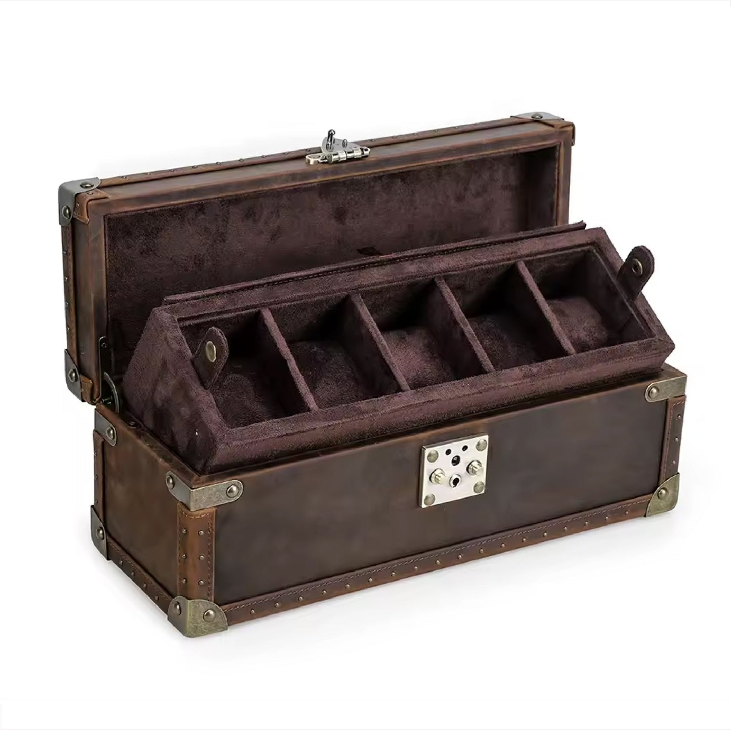 Leather watch box - 5 slot - M & SON