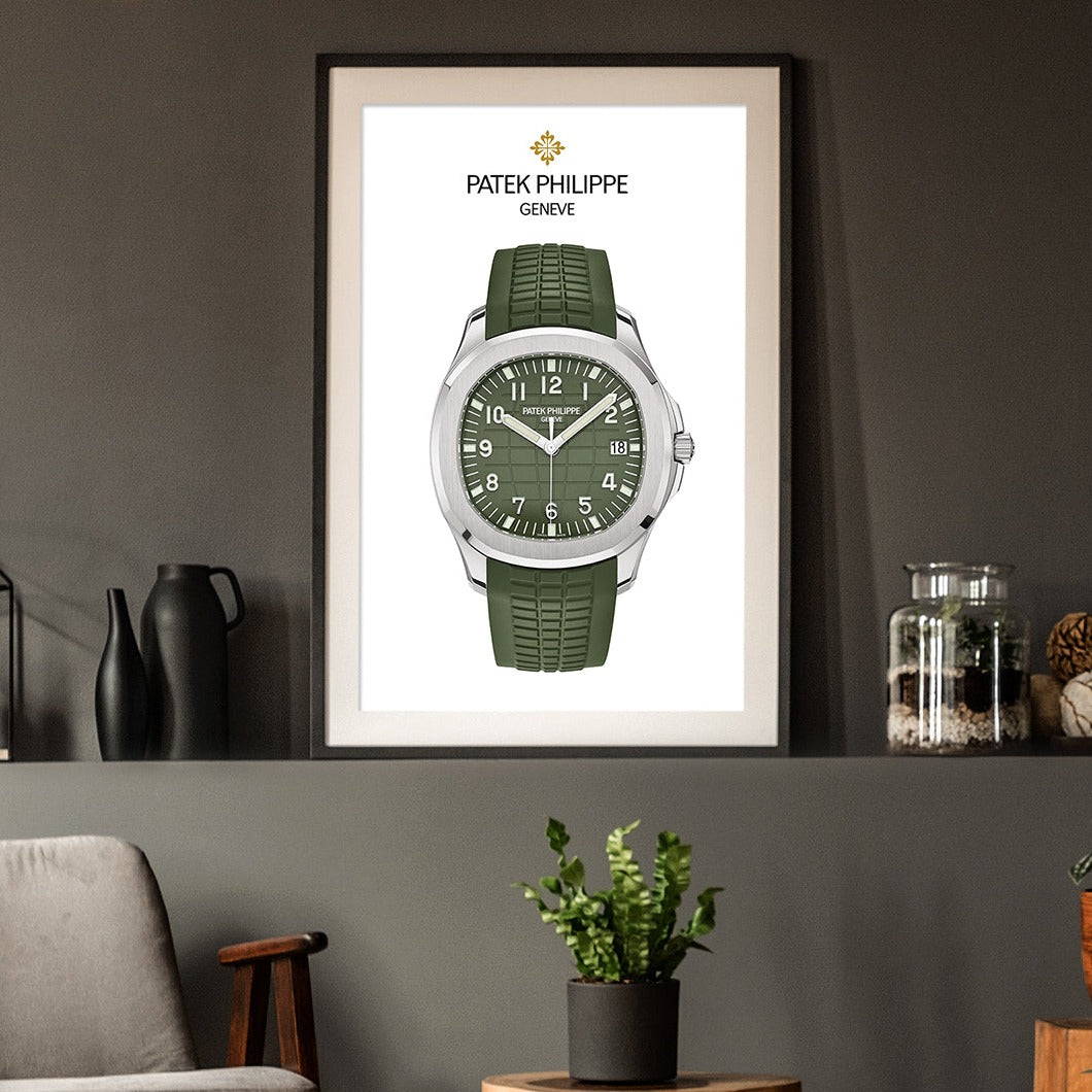 m and son poster, Patek Philippe Aquanaut green dial.