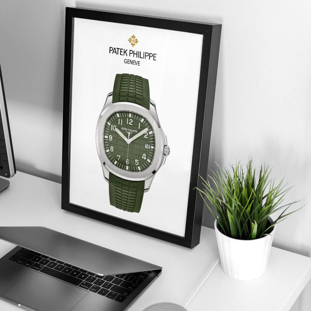 m and son poster, Patek Philippe Aquanaut green dial.