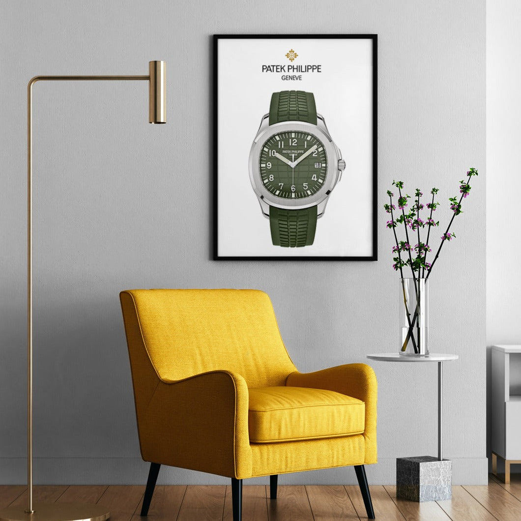 m and son poster, Patek Philippe Aquanaut green dial.