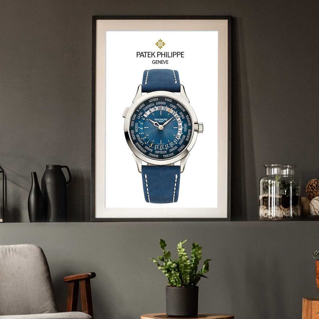Patek Philippe world time blue dial poster