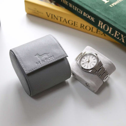 Saffiano leather watch roll - Pewter Grey - M & SON
