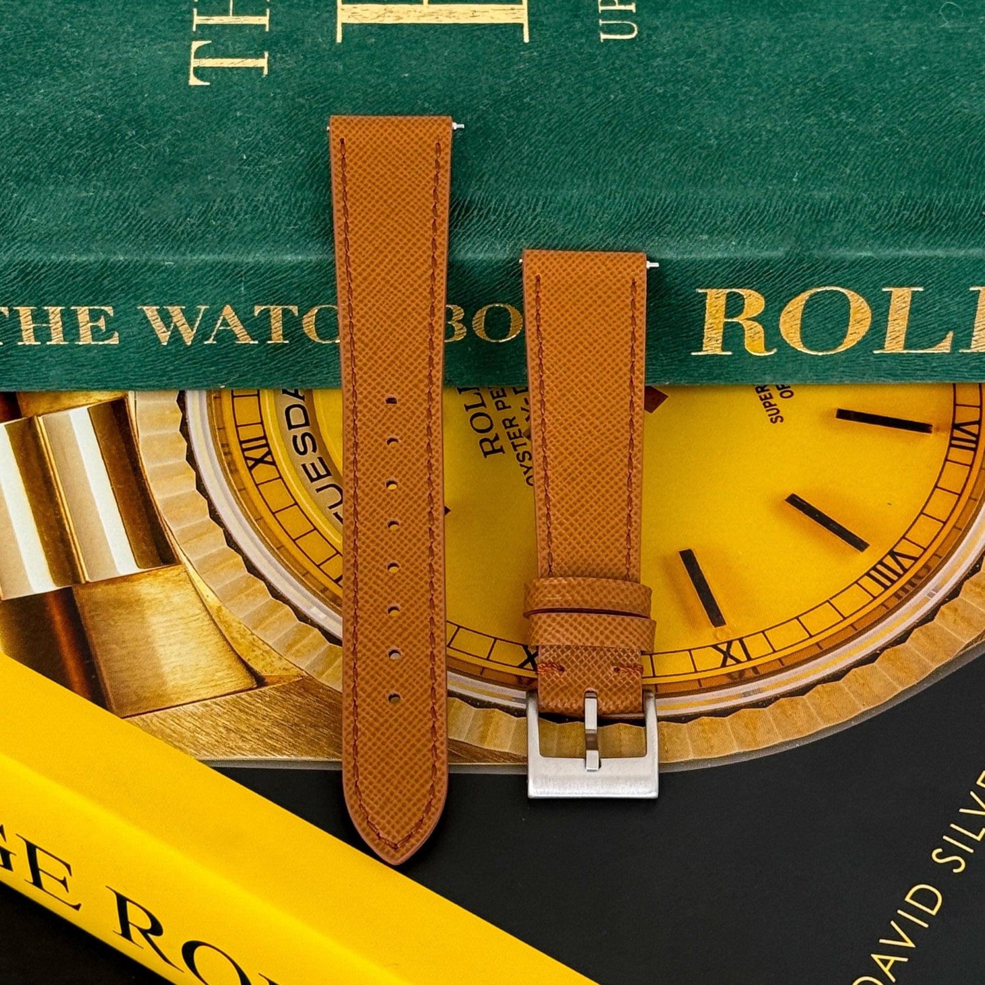 Saffiano leather watch strap - Walnut Brown - M & SON