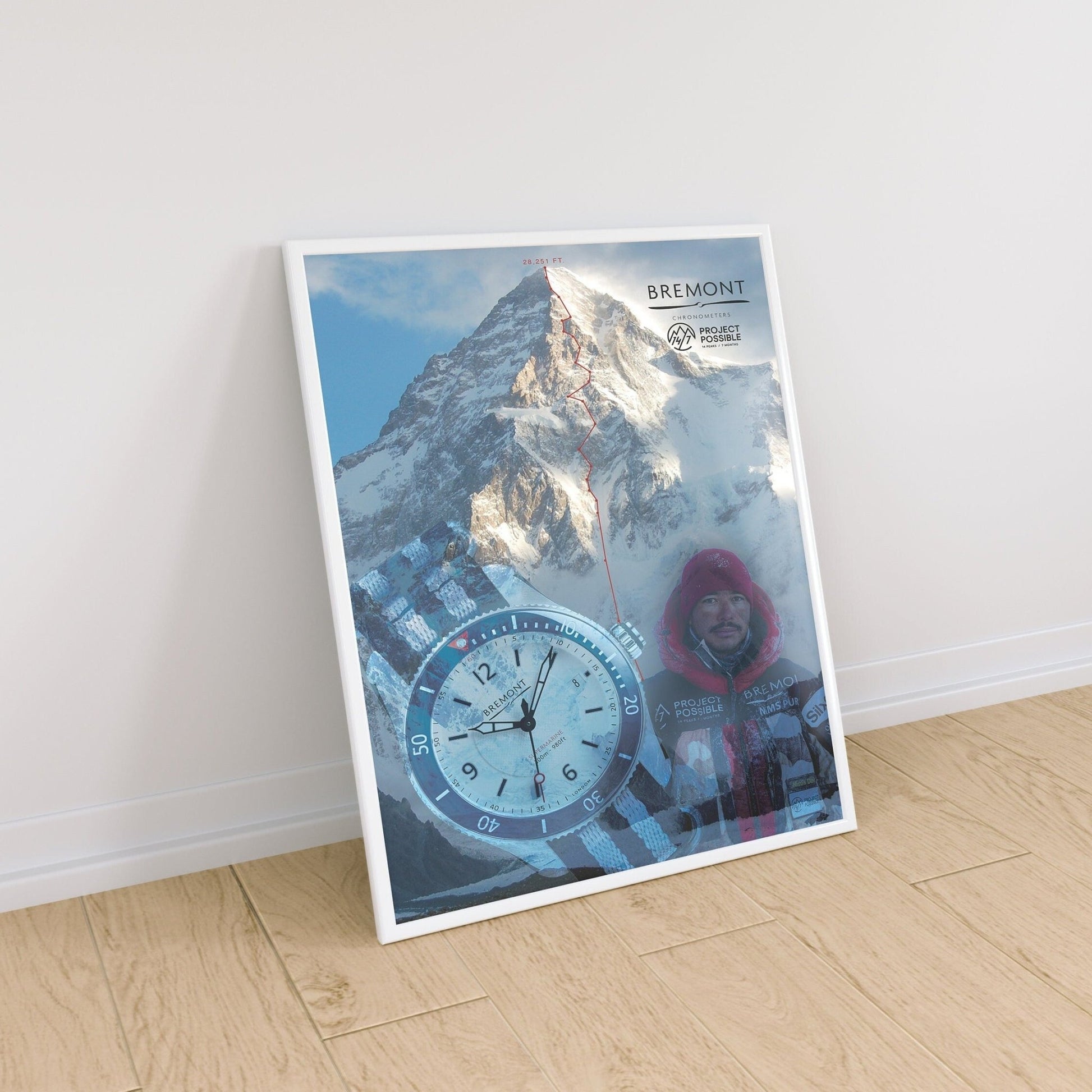 Bremont s300 Nirmal Purja K2 Mountain Climber Poster - M & SON